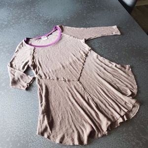 Intimately Free People Top- Beige w/Purple Neck- M